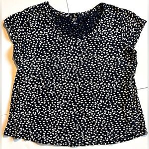 GAP Women's Easy Tee Blue and White Floral Printed Top Size XL